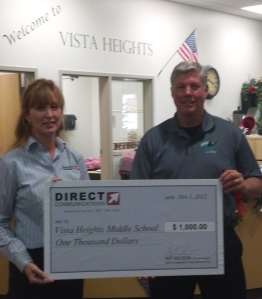 Steve Stewart-Principal of Vista Heights Middle School with Diane Bradshaw of Direct Communications.